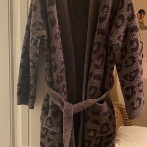 Barefoot Dreams Leopard Print Robe - Gray and Black